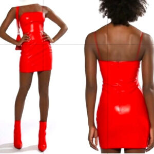 Kirious Los Angeles Red Hot Feaux Leather Sleeveless Dress Women's Size Med